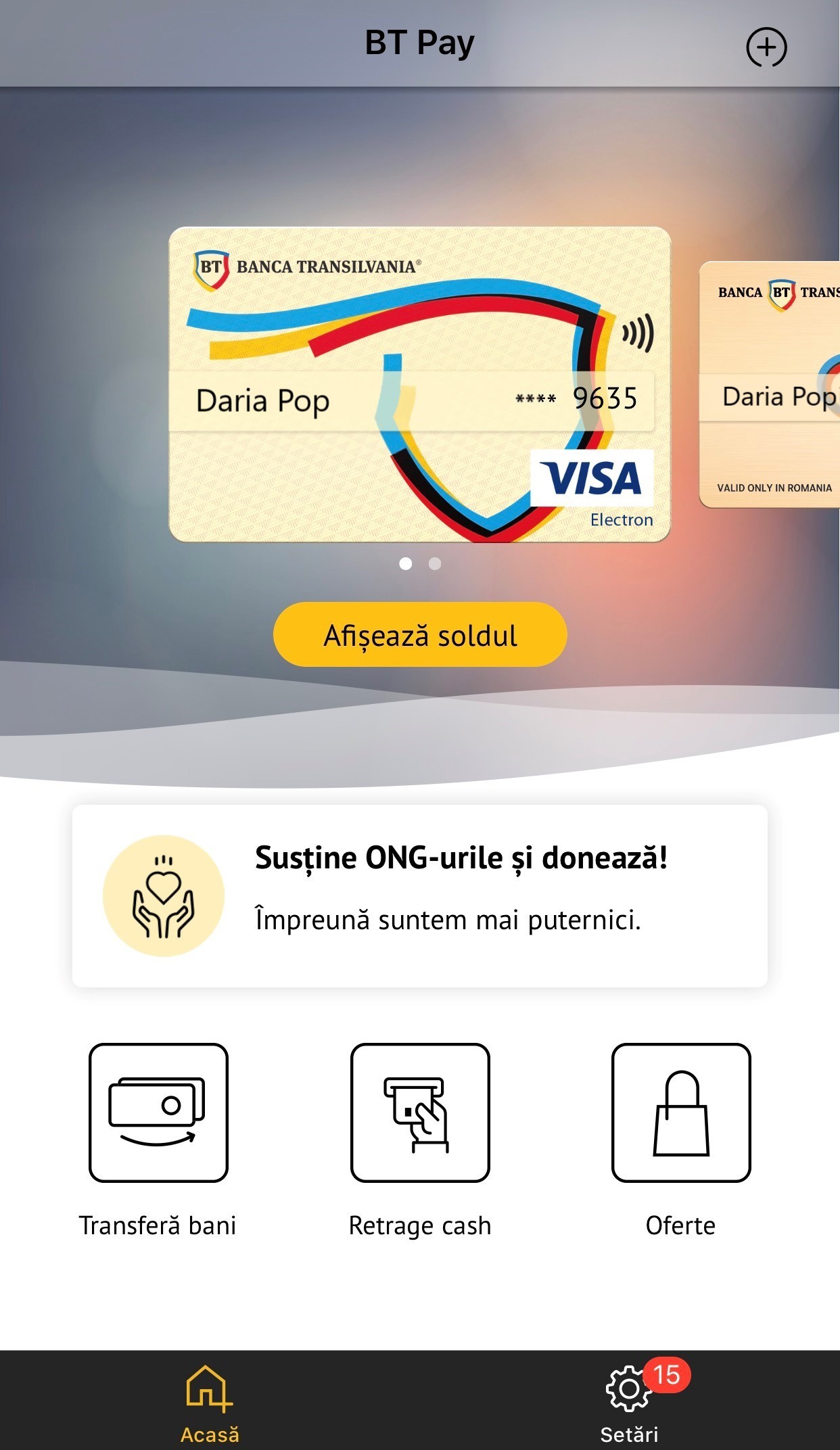 Imagine BT Pay - Cum blochez un card din BT Pay - 1
