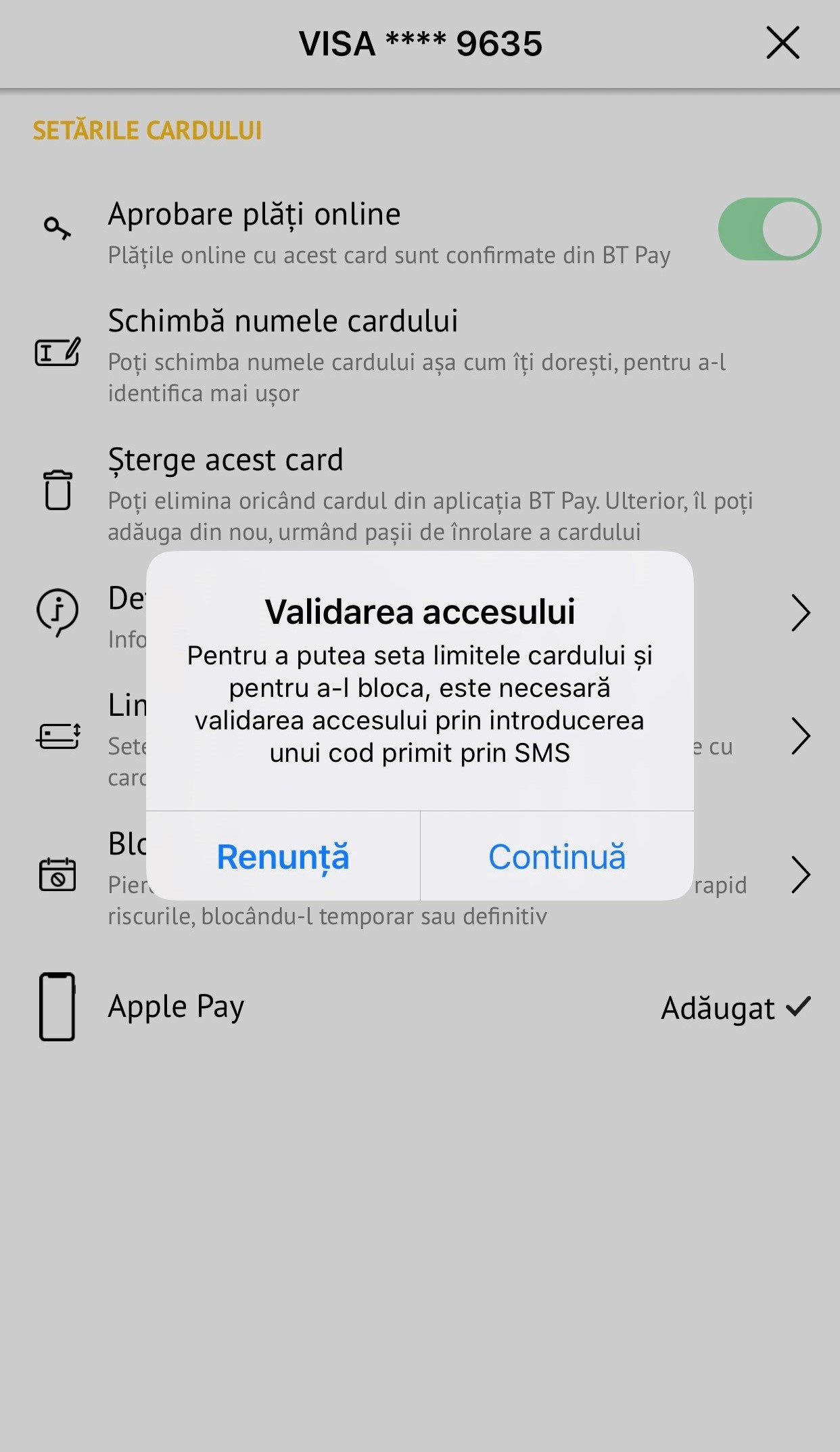Imagine BT Pay - Cum blochez un card din BT Pay - 4