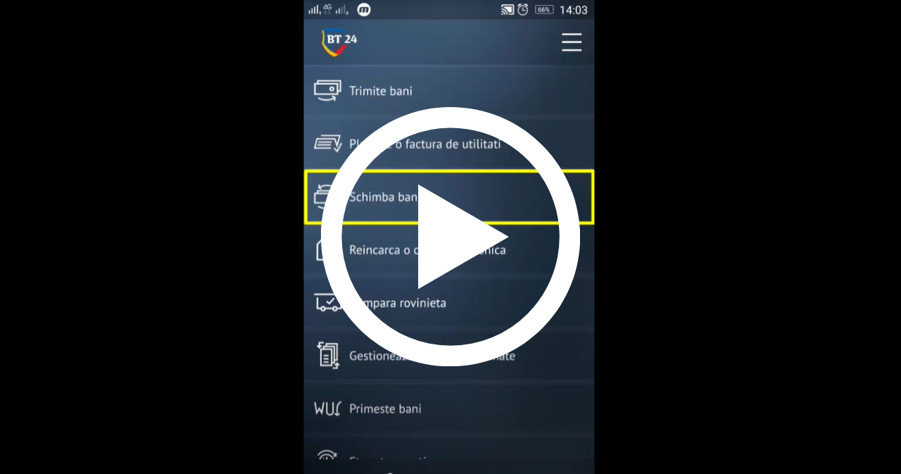 Pasii privind realizarea unui schimb valutar prin BT24 Mobile Banking