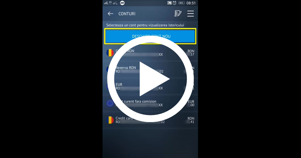Thumbnail privind pasii de deschidere a unui cont nou prin BT24 Mobile Banking