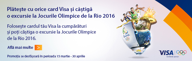 Campanie VISA: Plateste cu cardul Visa si poti castiga o excursie la Jocurile Olimpice de la Rio 2016